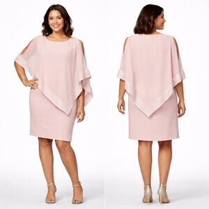 NWT SLNY Blush Pink Capelet Shift Dress | Plus Size 16